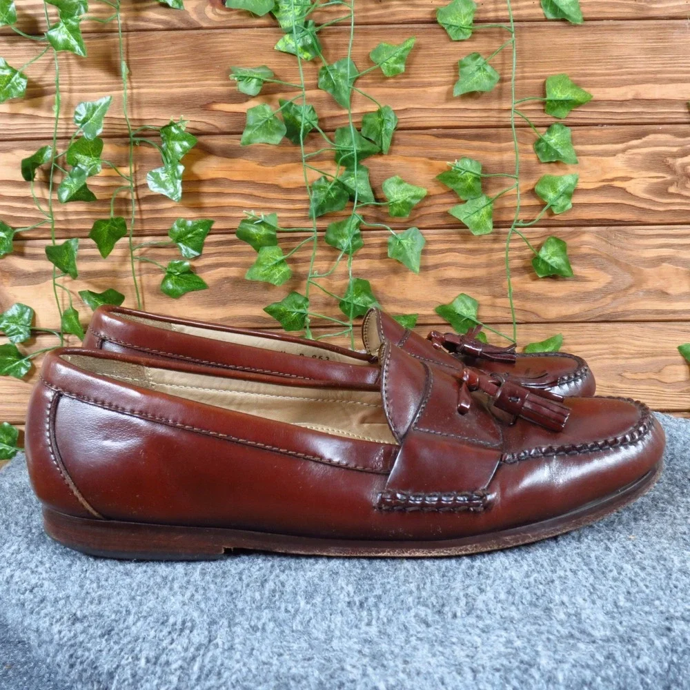Cole Haan Pinch Tassel Loafer Mens Shoe Sz 11.5 B Narrow Dress Burgundy Leather